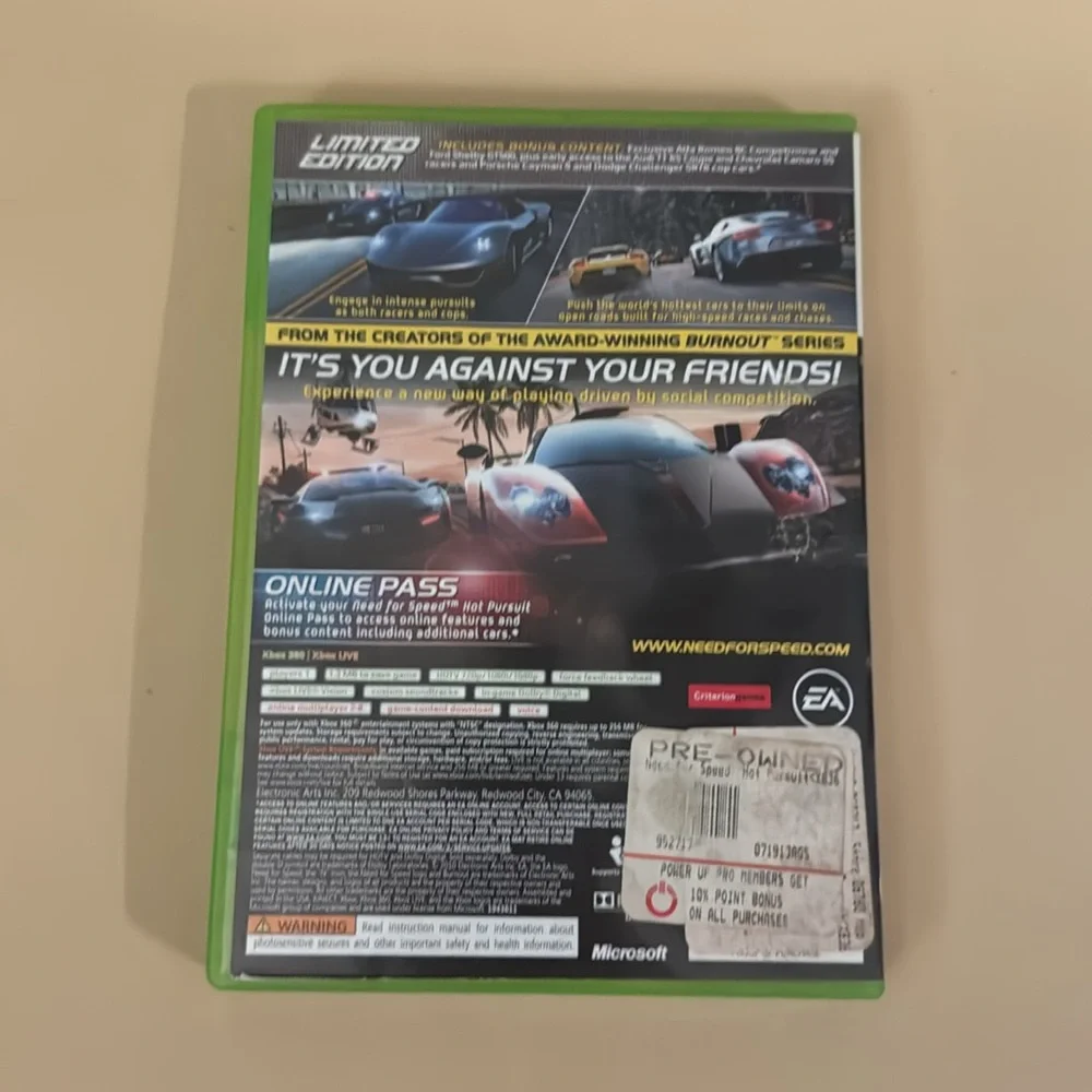 XBOX 360 Need for speed hot pursuit video game